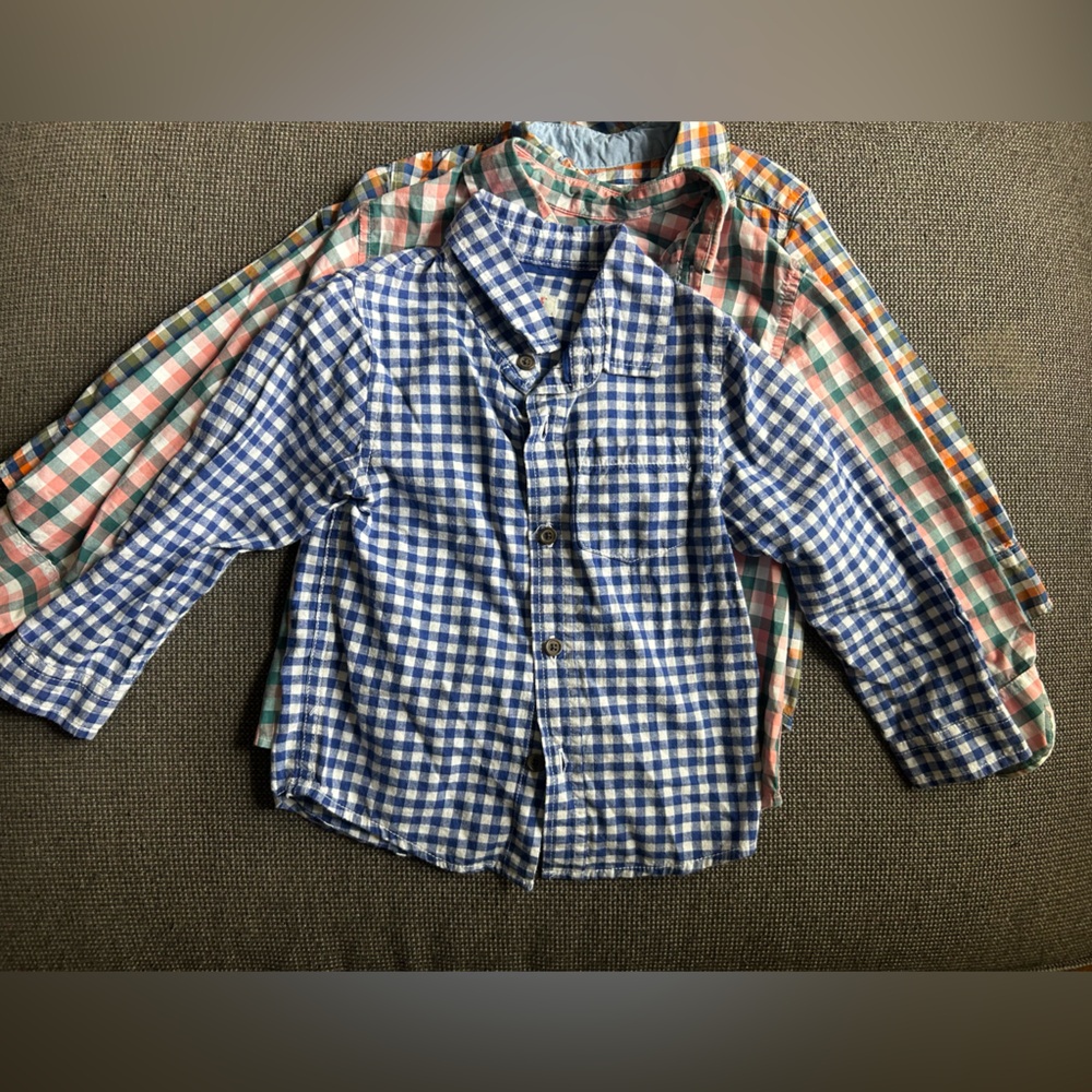 Toddler Boys Gingham & Plaid Button-Up Shirt Bundle (3 pcs) –Size 3T